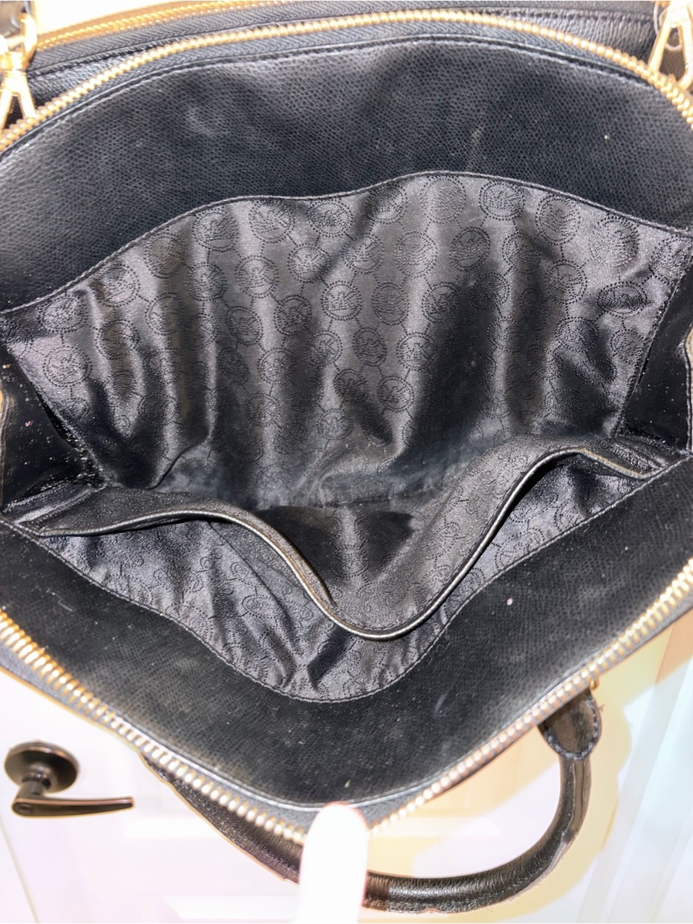 Michael Kors Black Leather Satchel with Gold Hardware - Picture 10 of 14